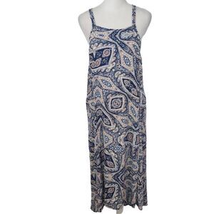 Toxik3 Navy and Pink Boho Midi Sundress Size Large Blue and Blush Y2K Midi Dress